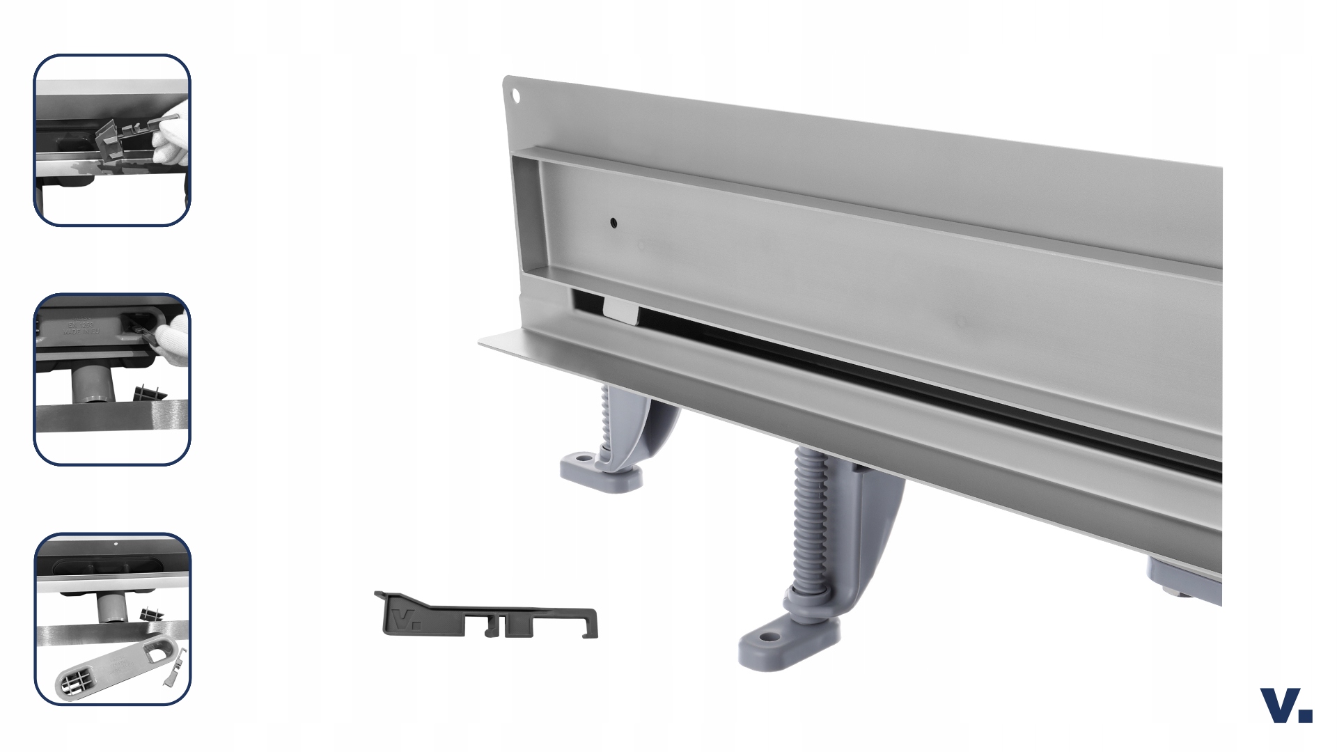 Odpływ liniowy ścienny VOGI pod płytkę - 50 cm Długość 50 cm