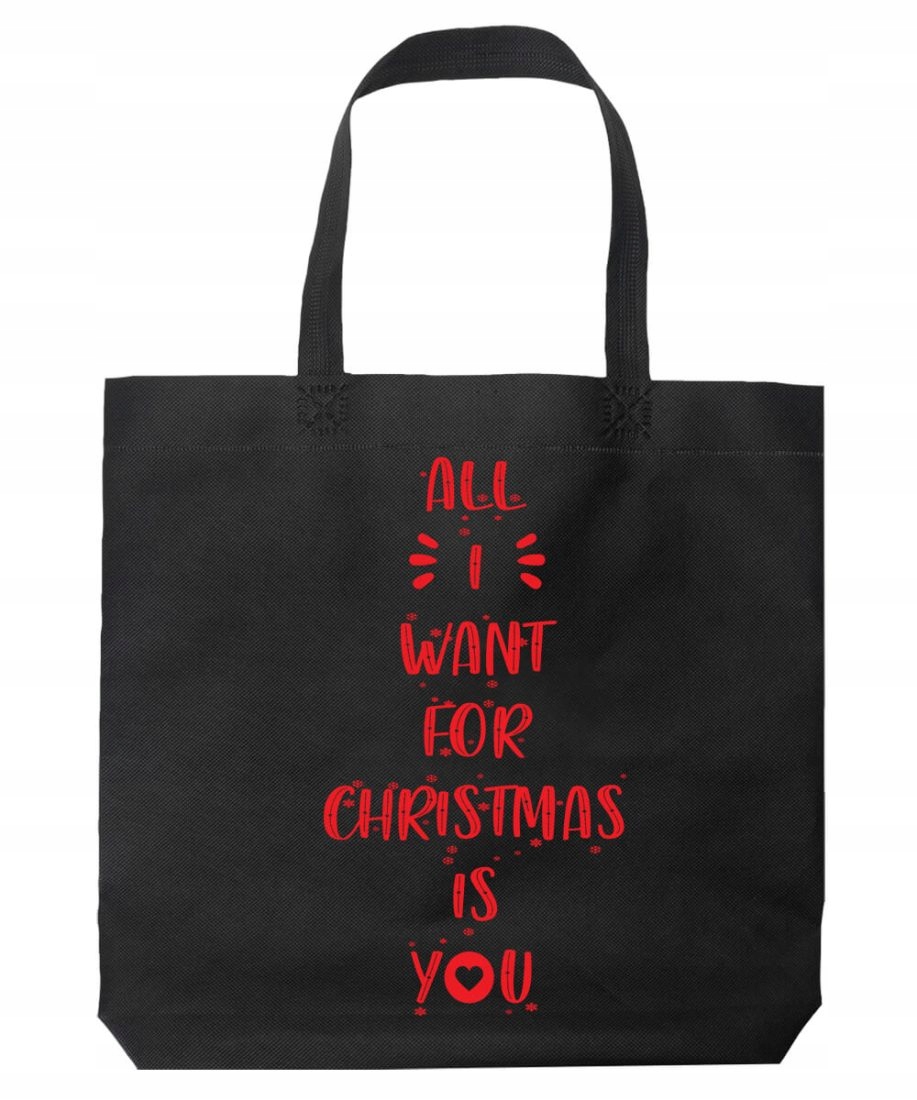 Torba All I Want For Christmas Is You Czarna Bawełniana Na Zakupy