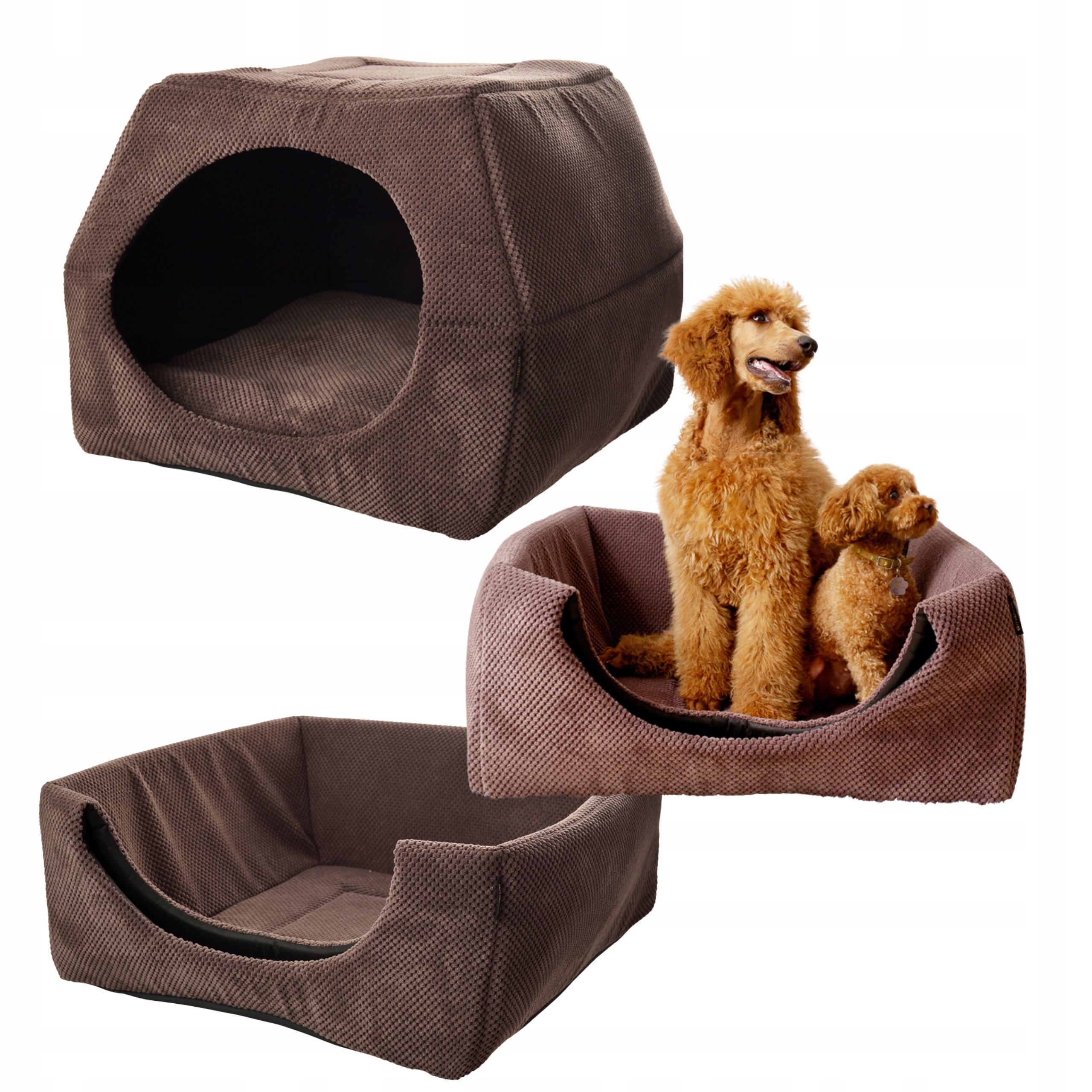 Levně Pelíšek pro psa kočku Budka 2v1 XL Domeček 70x70 cm Potah Protiskluzové