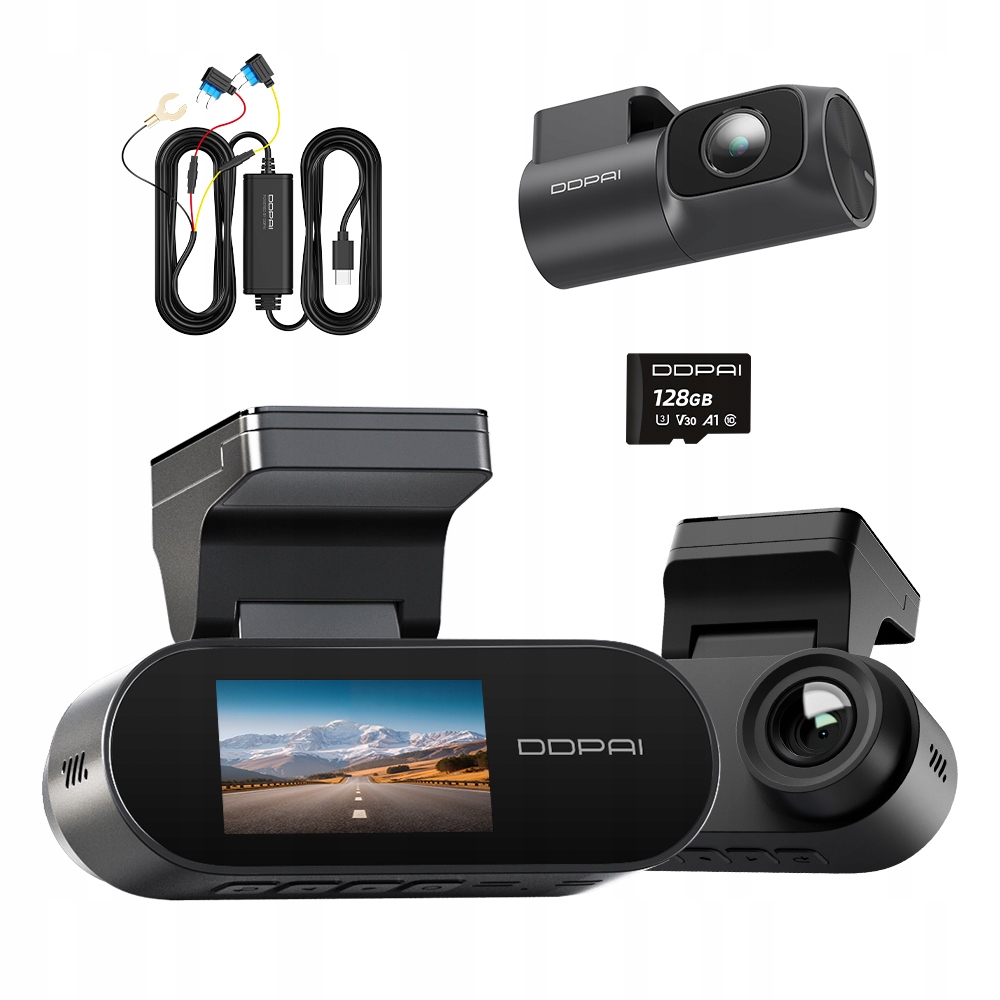 Automobilová Kamera Ddpai Videorekordér N2 Dual 128GB Zadní Hardwire Kit