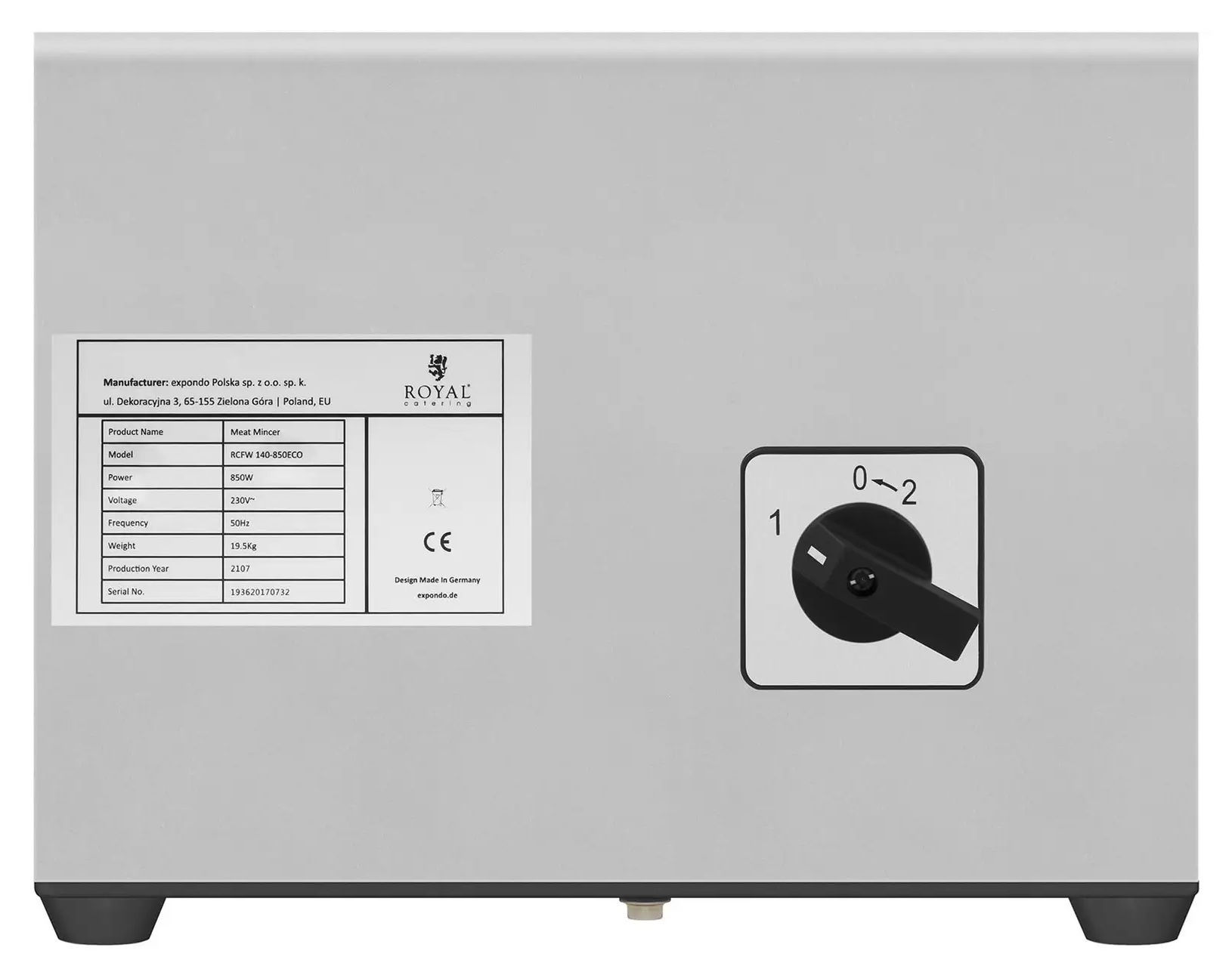 Wilk do mięsa maszynka 140kg/h 850W Royal Catering RCFW 140-850ECO 10010741