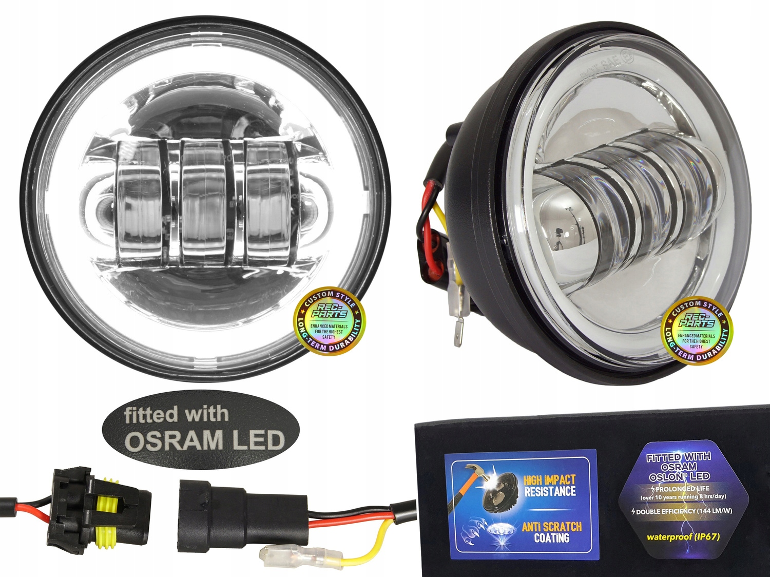 Led svietidlá Osram 4,5 palcov bočné Drl Motocykel Chrom Halogeny do Lightbaru