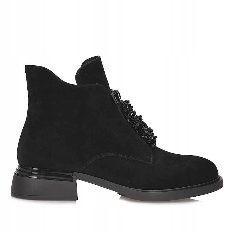 Dámské kožené Dámské kotníkové boty Loretta Vitale s ozdobou, velikost M282, černé
