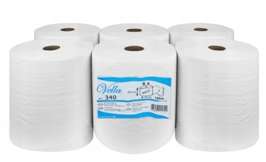 Ręczniki papierowe Vella Matic 140m Białe 6rolek Solidne Polski Producent