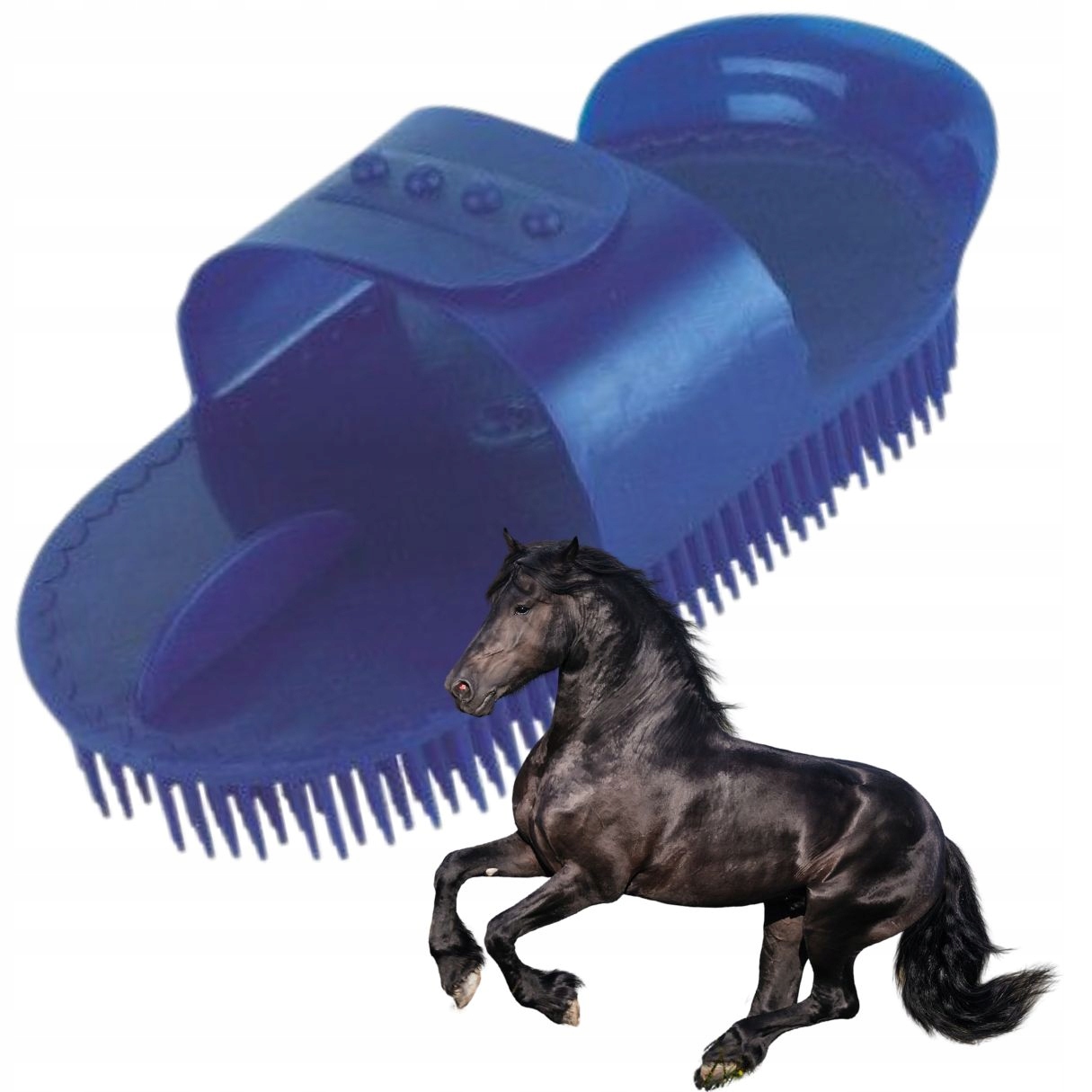 Zgrzebło plastikowe, dla koni, niebieskie, Kerbl