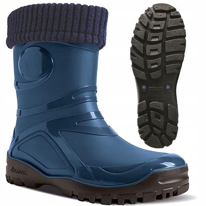 Kalosze Damskie Ocieplane Zimowe Wsuwane Granatowe