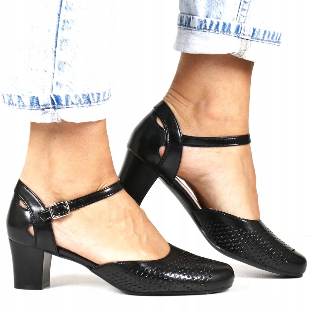 iButy Lodičky Na Nízkém Podpatku Se Zapínáním Na Kotníku Černé Pro Tanec New