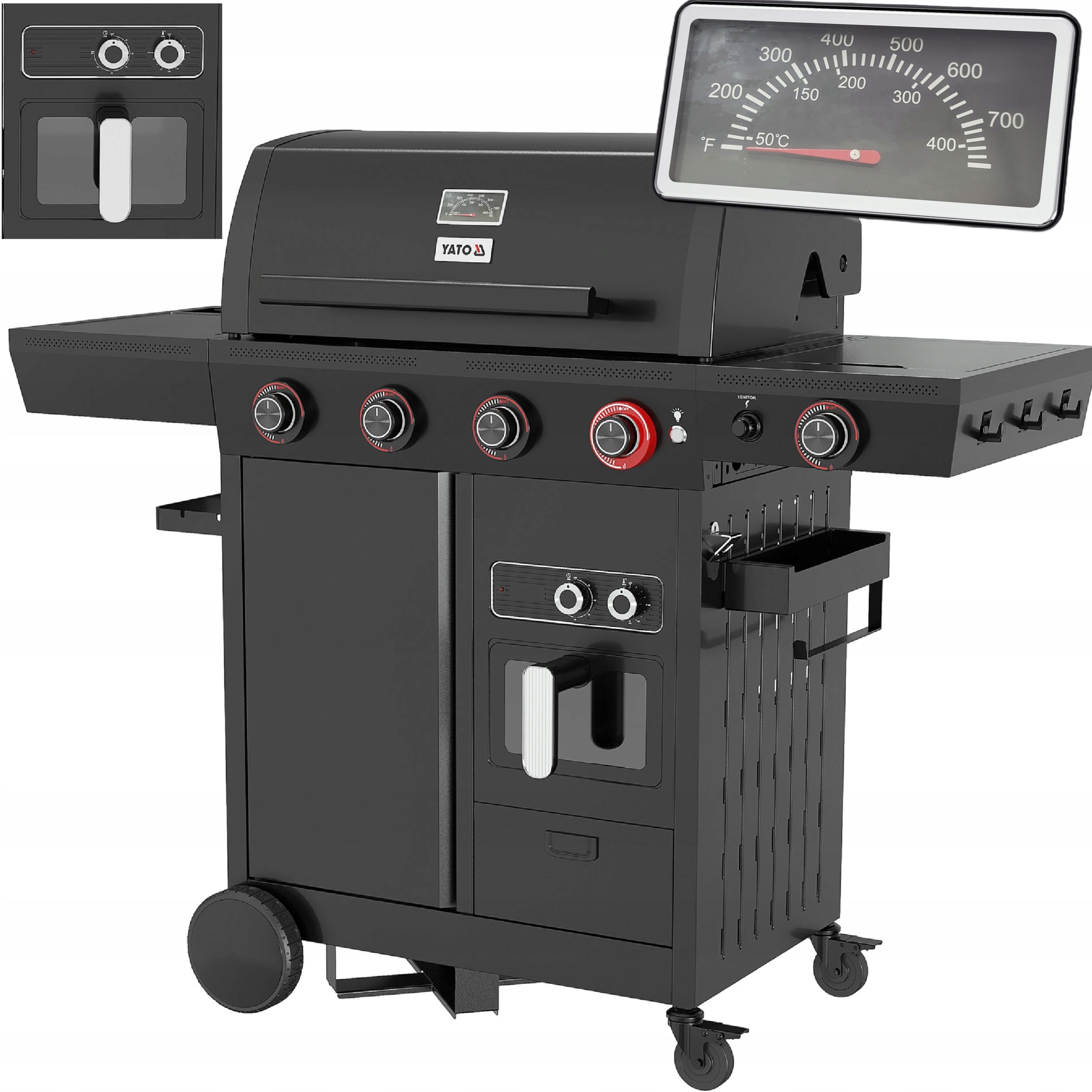 Grill Gazowy 4+1 16 kW i zintegrowaną frytkownicą beztłuszczową Air Fryer
