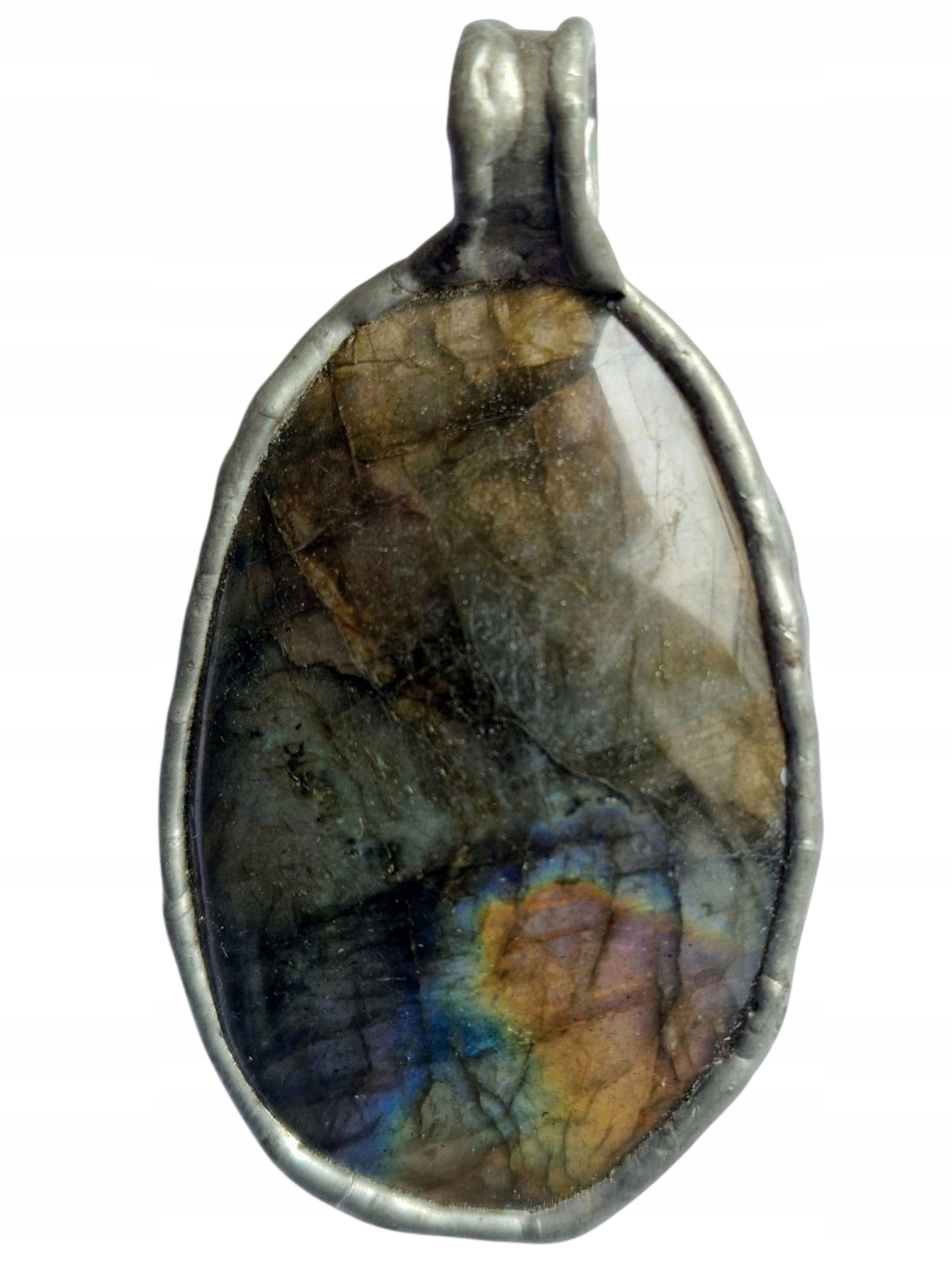 Vintage Uralský Labradorit Přírodní Přívěsek Kámen Akashy Dobrá Aura