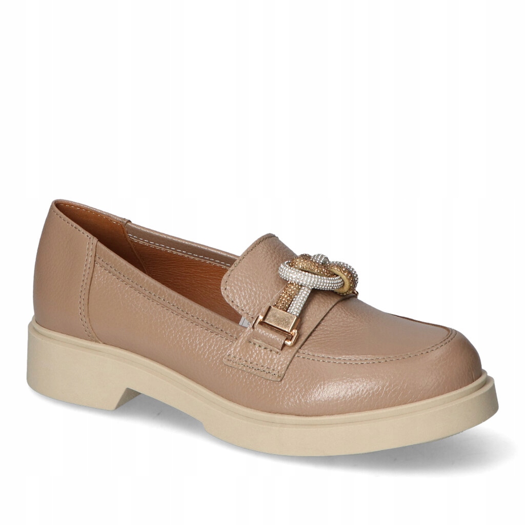 Mokasíny Polobotky Gamis Béžová Přírodní kůže Ozdoba se zirkony 37