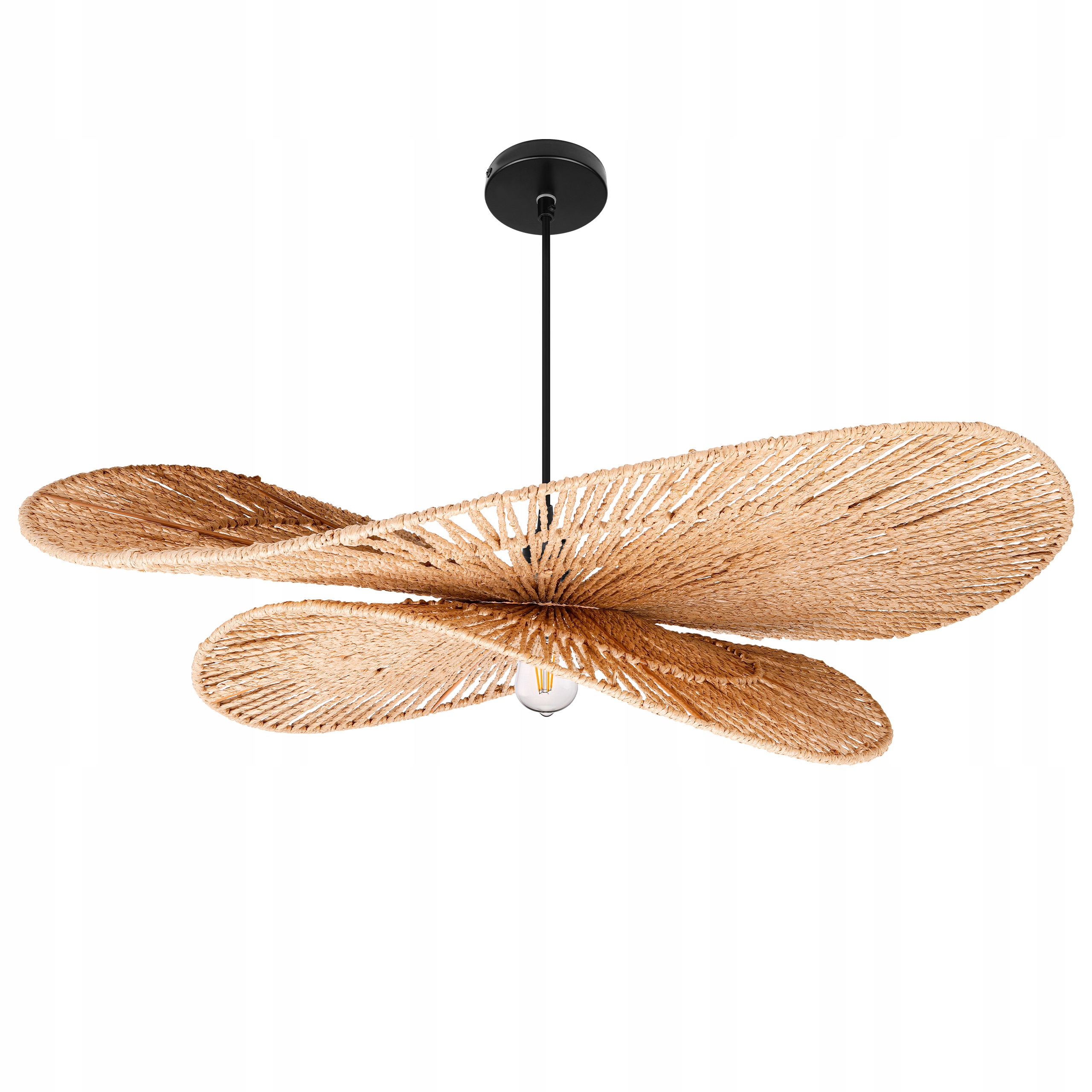 stropní svítidlo Led závěsný lustr E27, pletené svítidlo, 80 cm, boho, Bambusová