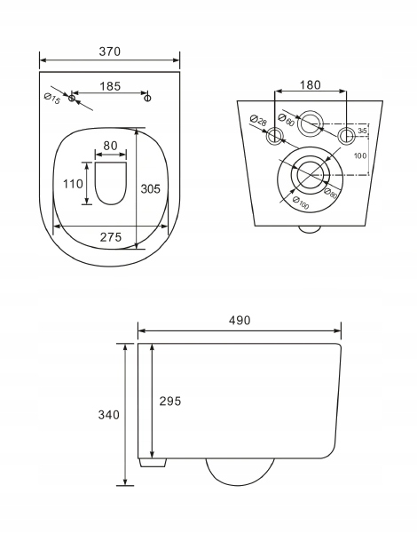 ZESTAW WC STELAŻ GEBERIT MISKA MEXEN CARMEN MAT Szerokość miski 37 cm