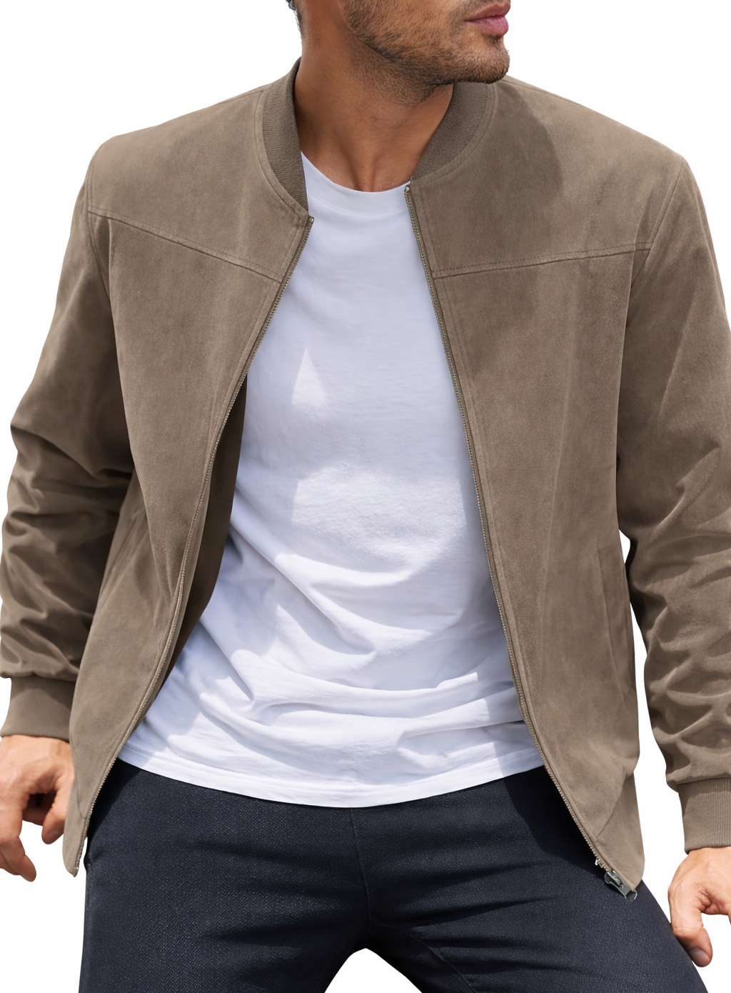 Kurtka Bluza Męska Narzuta Wiosenna Bomberka Przejściowa Beżowa 3XL 46