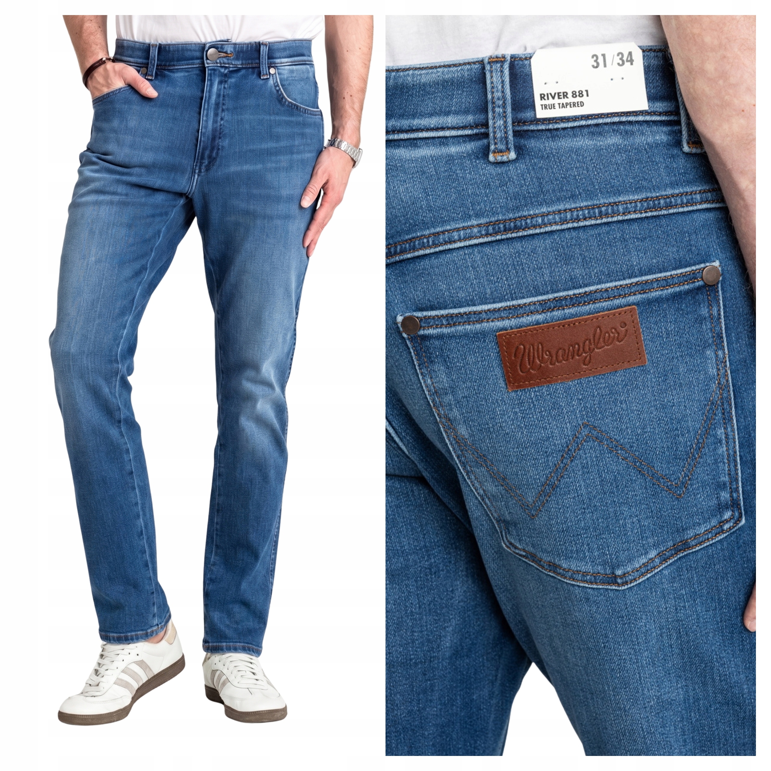Pánské kalhoty Wrangler River Straight Jeans Modré Outlaw W32 L32
