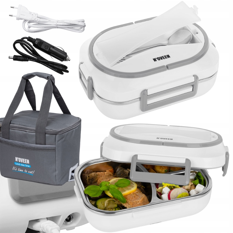 Lunch Box Noveen LB510 Grey 12/24/230V 3 Komory Podgrzewanie 60 °C Torba