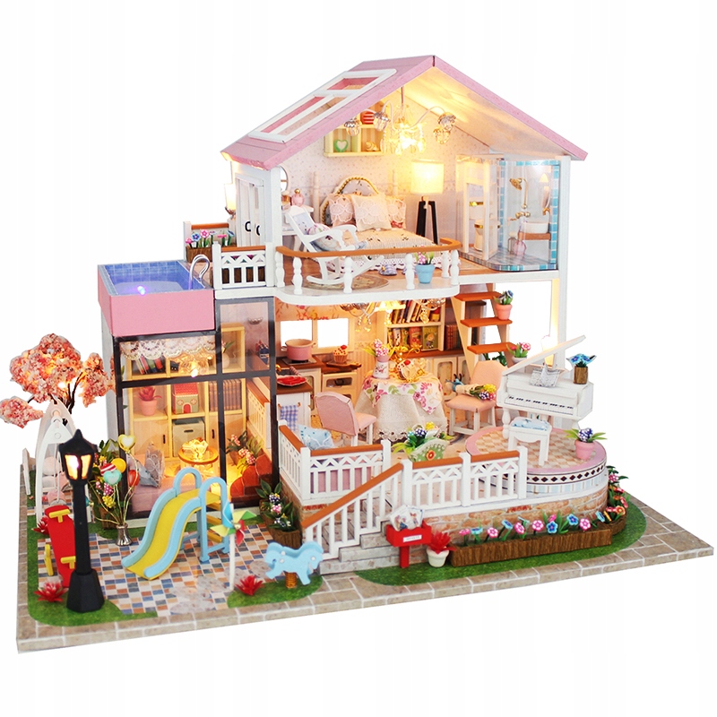 

Składany Domek księżniczki model Diy Led Puzzle 3D