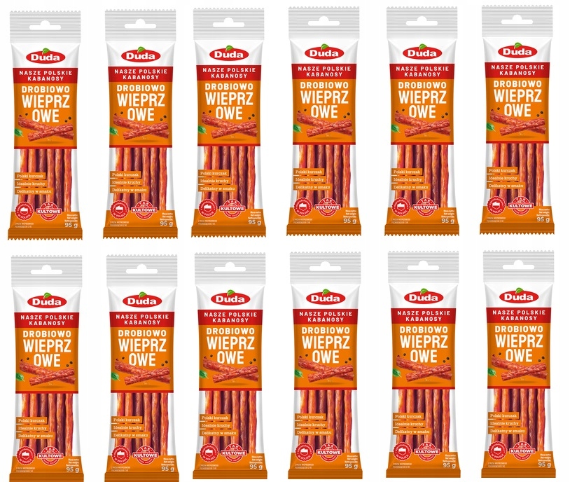 12 x 95 g Duda drůbeží vepřové kabanosy bez lepku Karton
