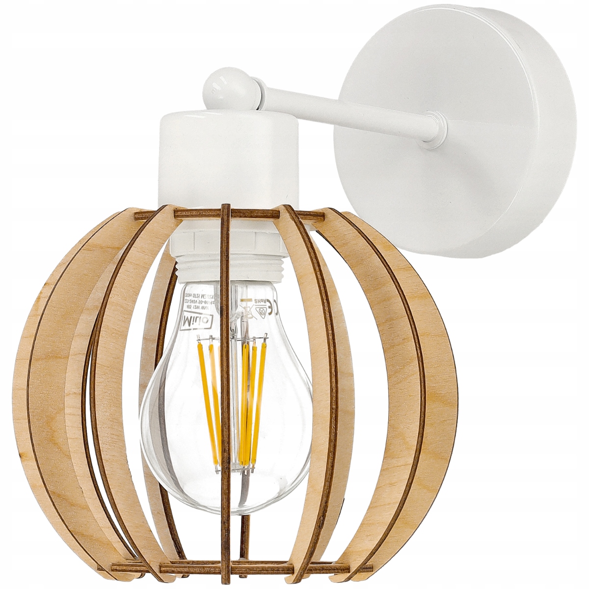 

Kinkiet Ścienny Led Lampka Nocna Drewniana E27