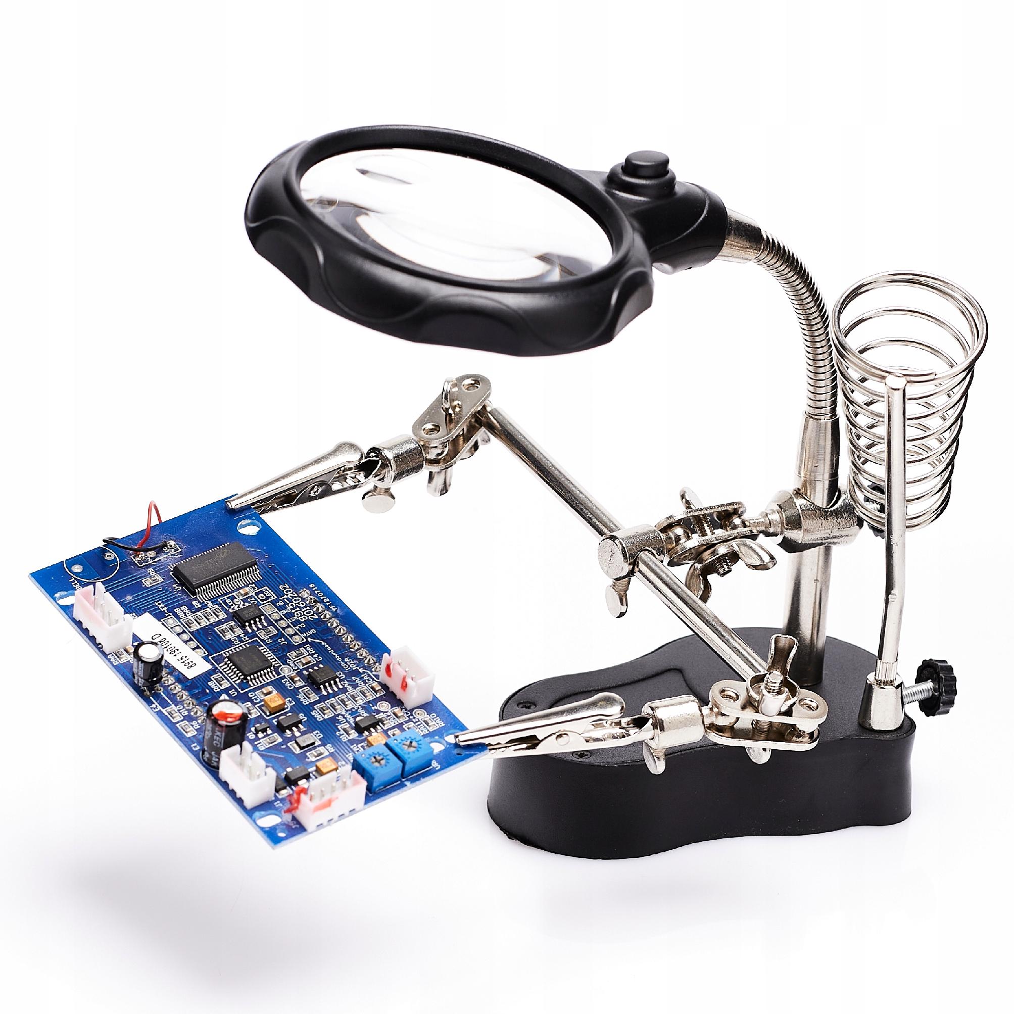 UCHWYT SERWISOWY Z LUPĄ I PODŚWIETLENIEM LED TRZECIA RĘKA