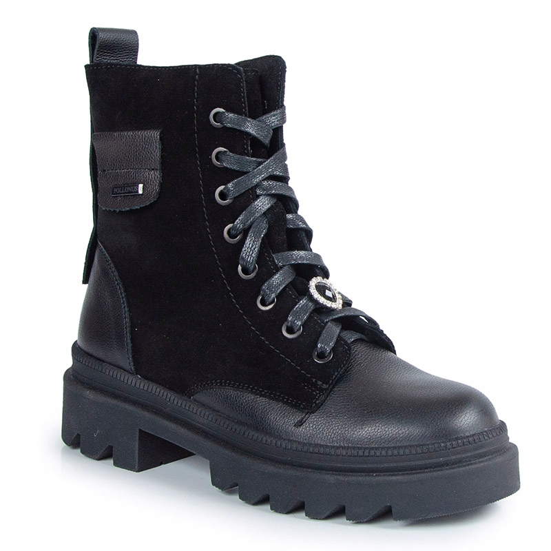 Pollonus 5-1447-002 Kotníkové Boty Trapery Kůže Černé 36