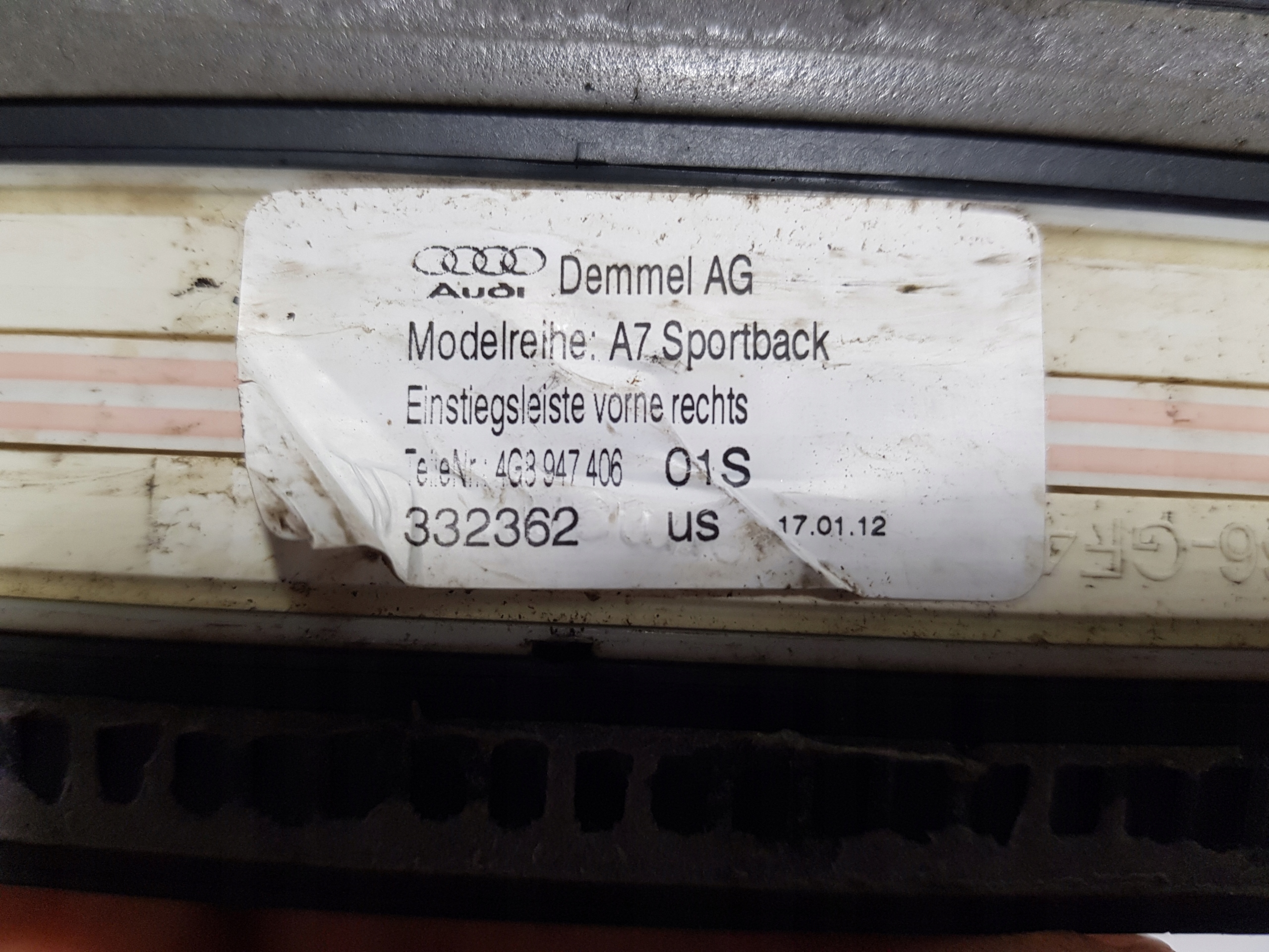 moulding of the threshold threshold cap right front front AUDI A7 4G