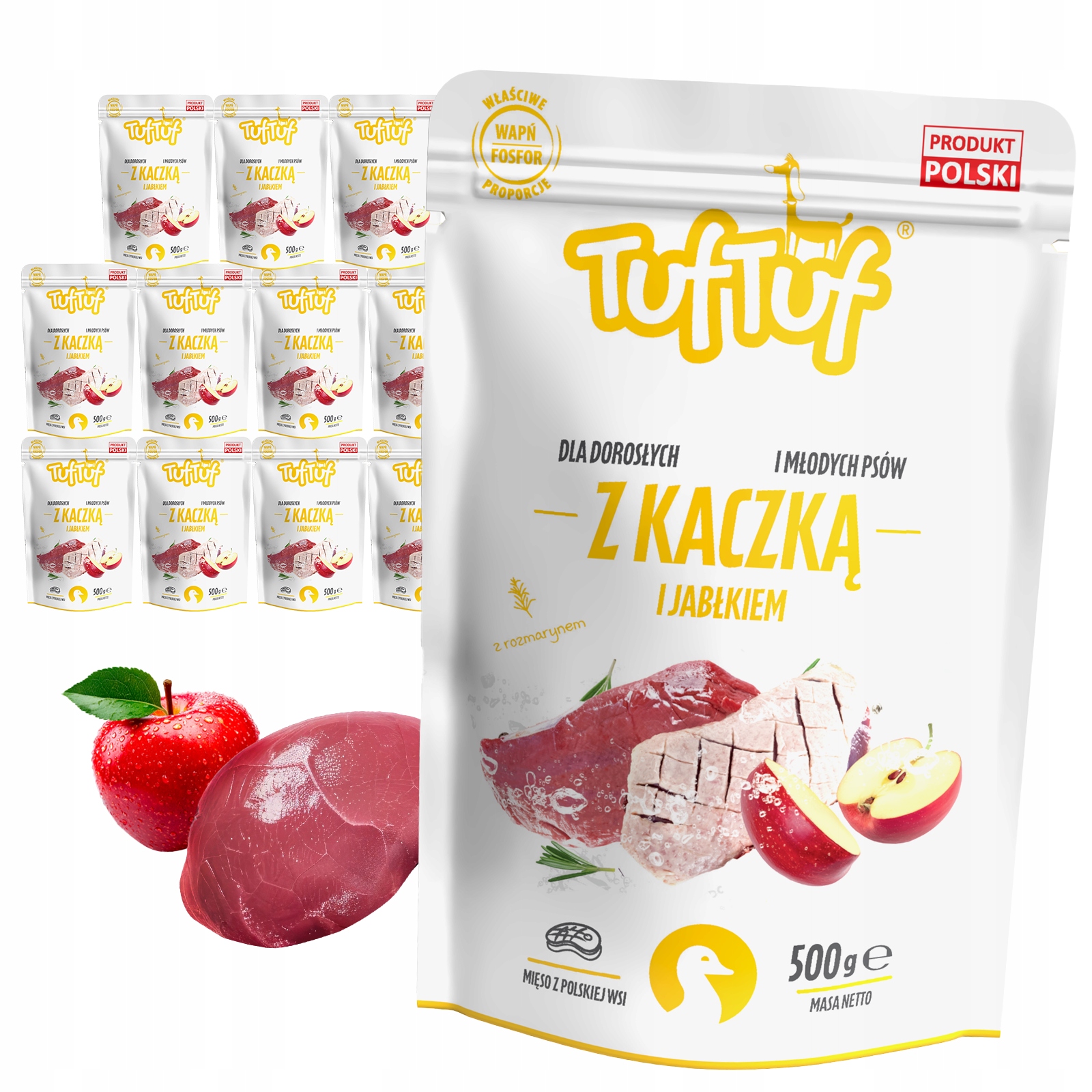 Levně Vlhké Krmivo Pro Psa TufTuf Sáček Mletá Kachna S Jablkem 12x500 g