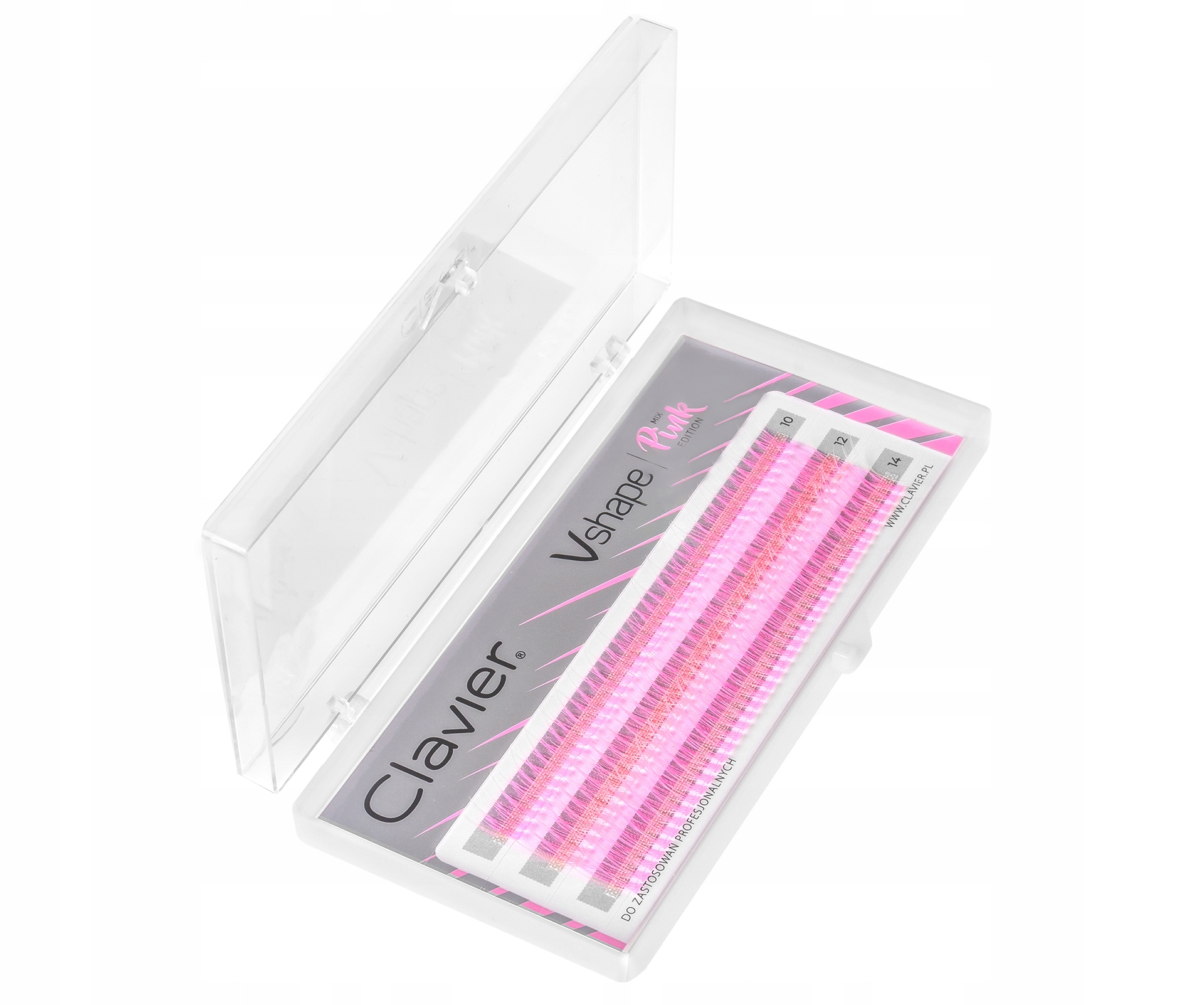 Kępki Rzęs V shape Colour 10,12,14mm - PINK, Mix Typ jedwabne