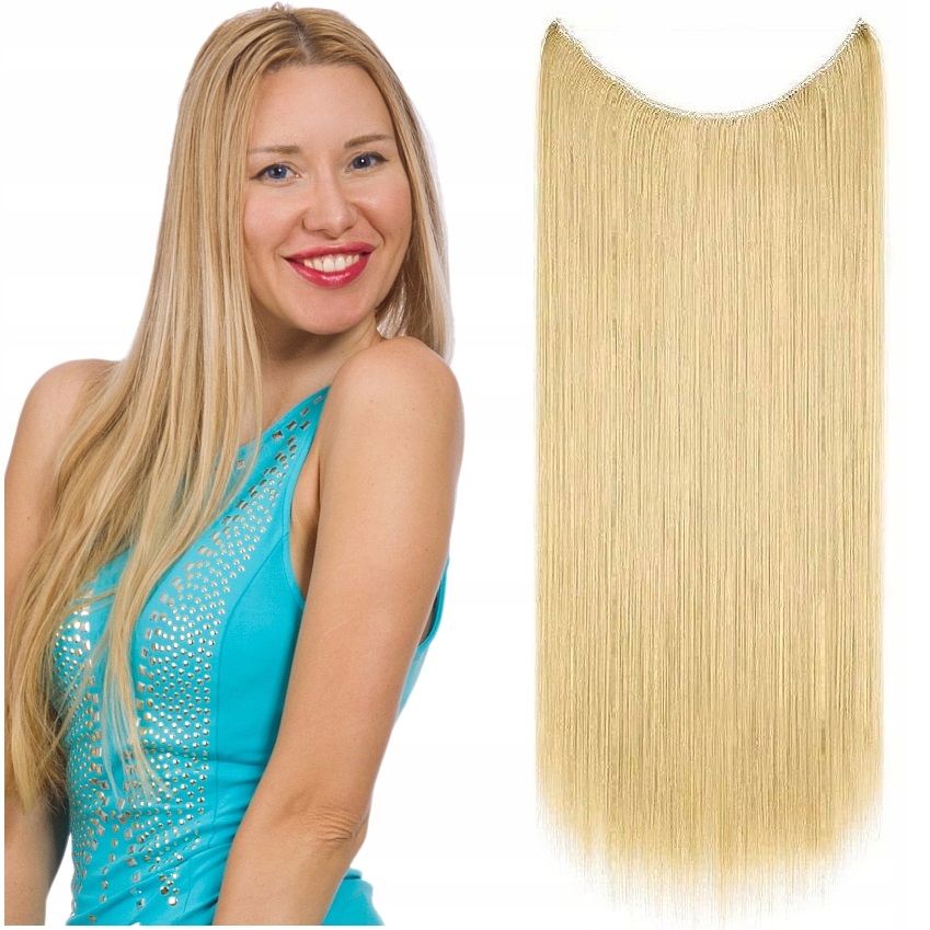 Flip-in Přírodní Vlasy Na Vlasci Bez Sponek 40 CM světlá blond 22