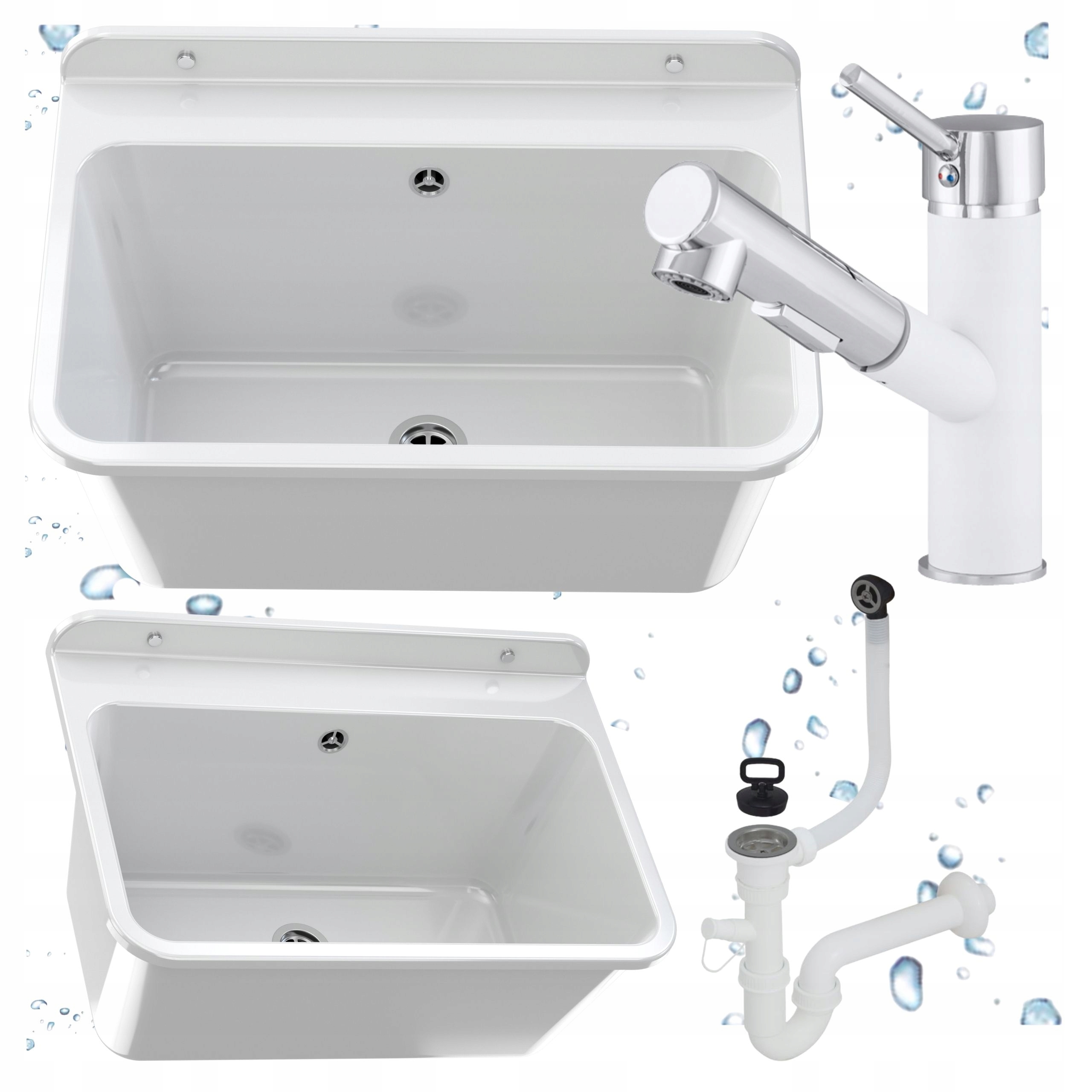 Technický Dřez Komora Baterie Výsuvná Bílá Sada Prádelna Kotelna