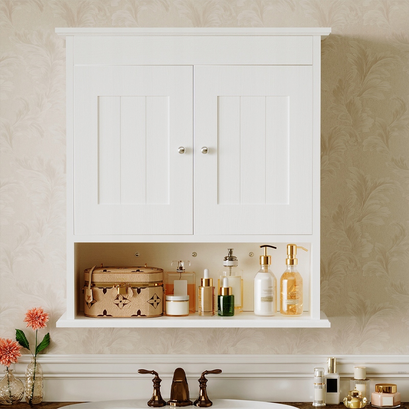 SZAFKA ŁAZIENKOWA WISZĄCA BIAŁA 2-DRZWIOWA SKANDYNAWSKI ŚCIENNA PÓŁKI LOFT Marka Muvu