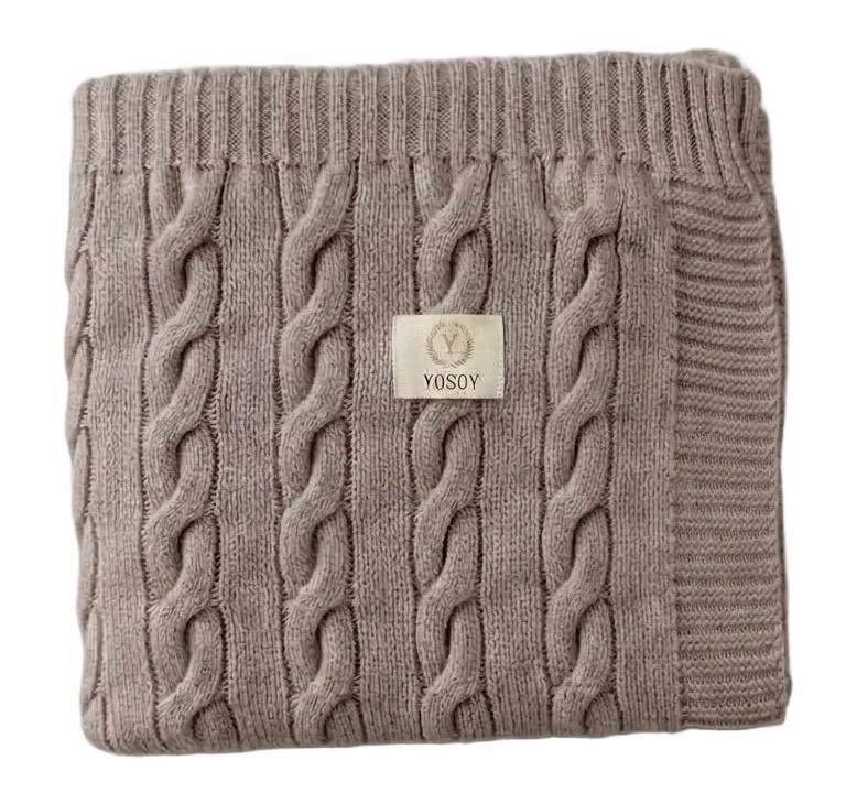 Yosoy Koc z wełny merino Warkocz 100x80 cm Cocoa Milk