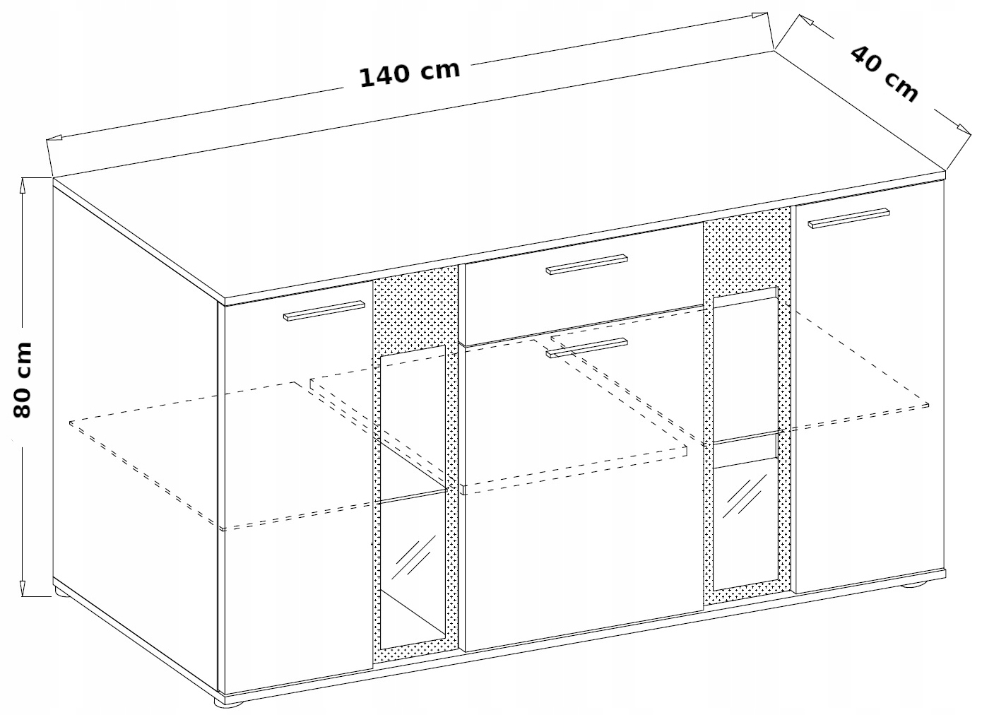 Nowoczesna Komoda do Salonu ARAJR Kolor frontów biały