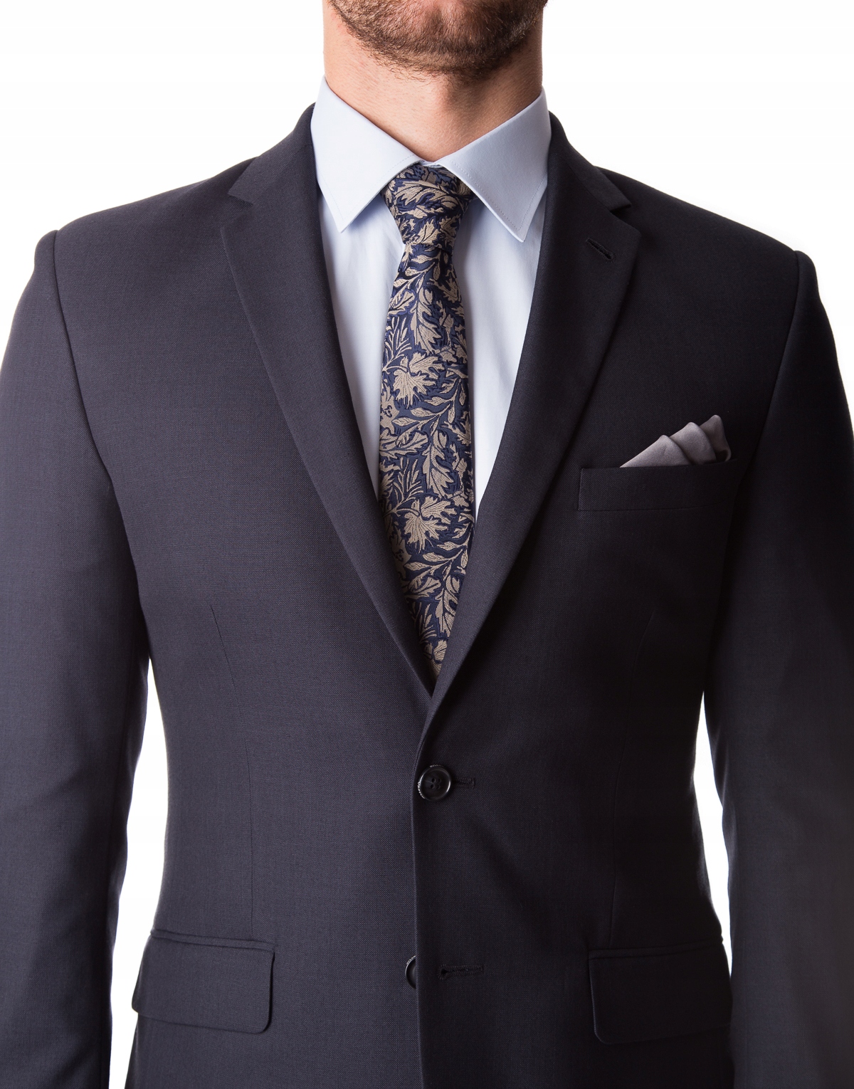 Pánský jednořadý oblek tmavě modrý, hladký Slim 188/108/94