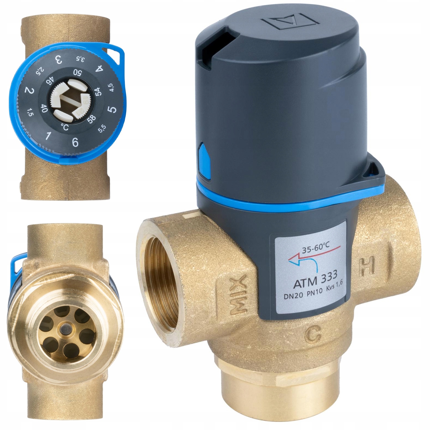 Termostatický zmiešavací ventil Atm 333 Afriso 3/4 Palca 35-60°C Kvs 1,6 m3/h
