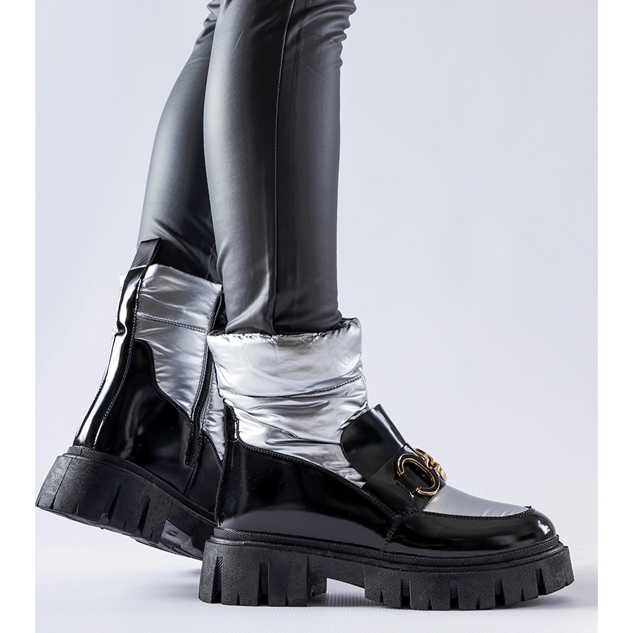 Srebrny Tkanina Buty Damskie Śniegowce r.36 Marka bez marki