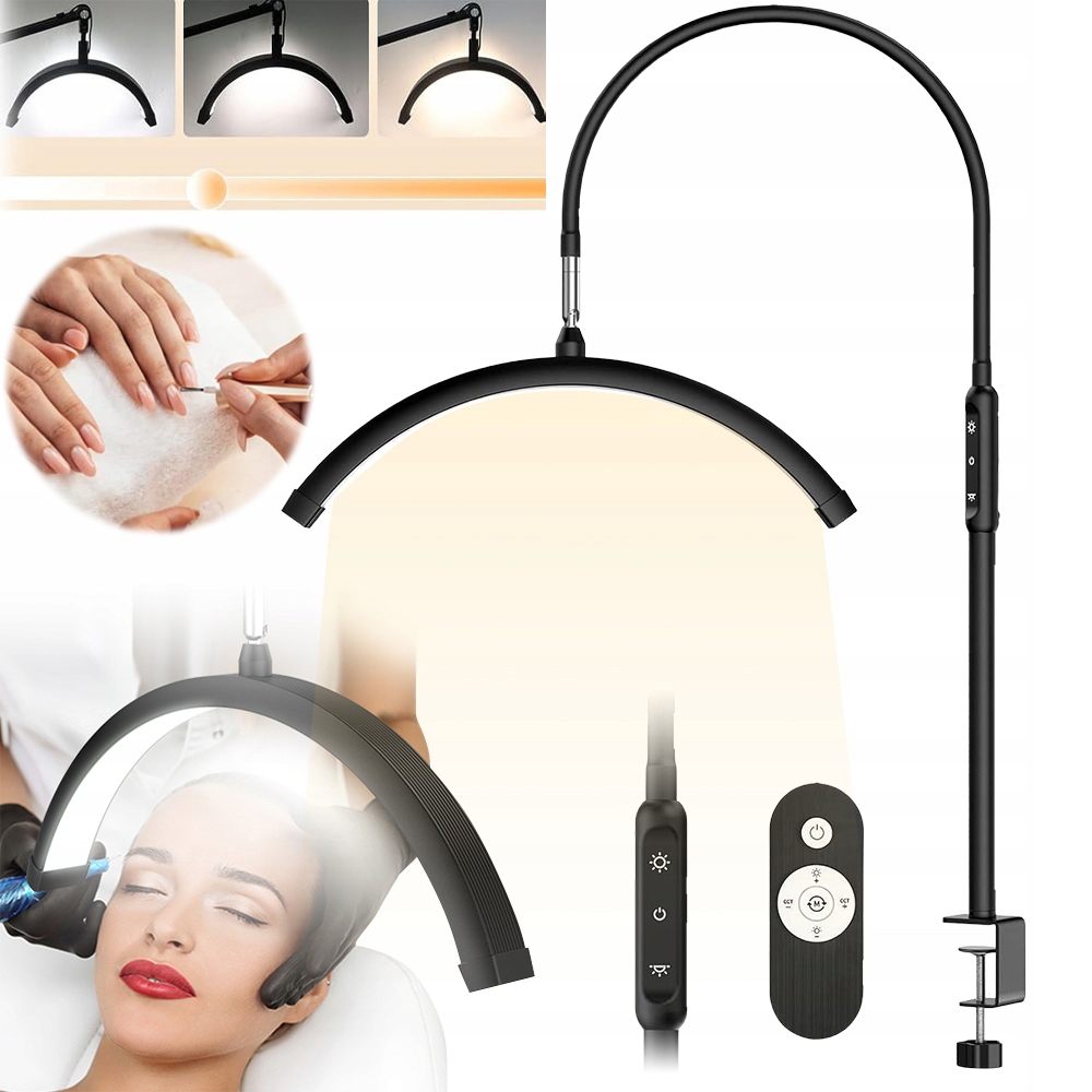 Led Dílenská Lampa Půlměsíc 20W 5 Úrovní Jasu S Svorkou