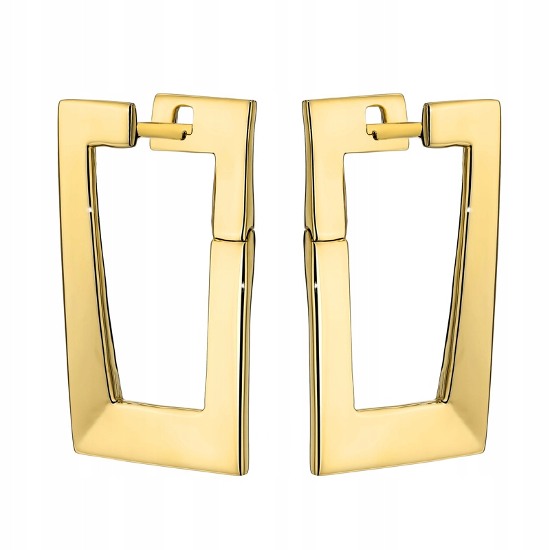 Výjimečné Zlaté Náušnice Dámské pr. 585 Hladké Obdélníky 26mm 14k