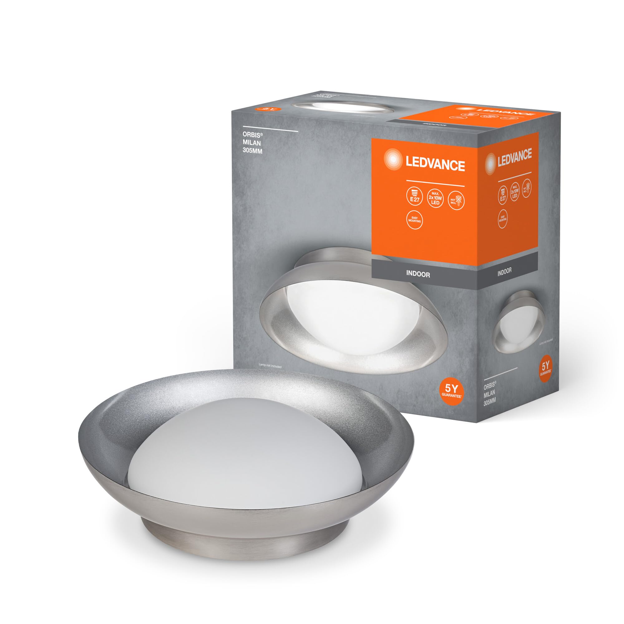 Ledvance Orbis Milan Stropní Svítidlo Na Omítku Stropní Svítidlo Nikl 30CM 2x E27