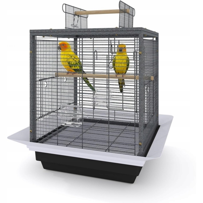 Levně Malá klec pro ptáky, klec pro andulky s podnosem a držadlem pro papoušky