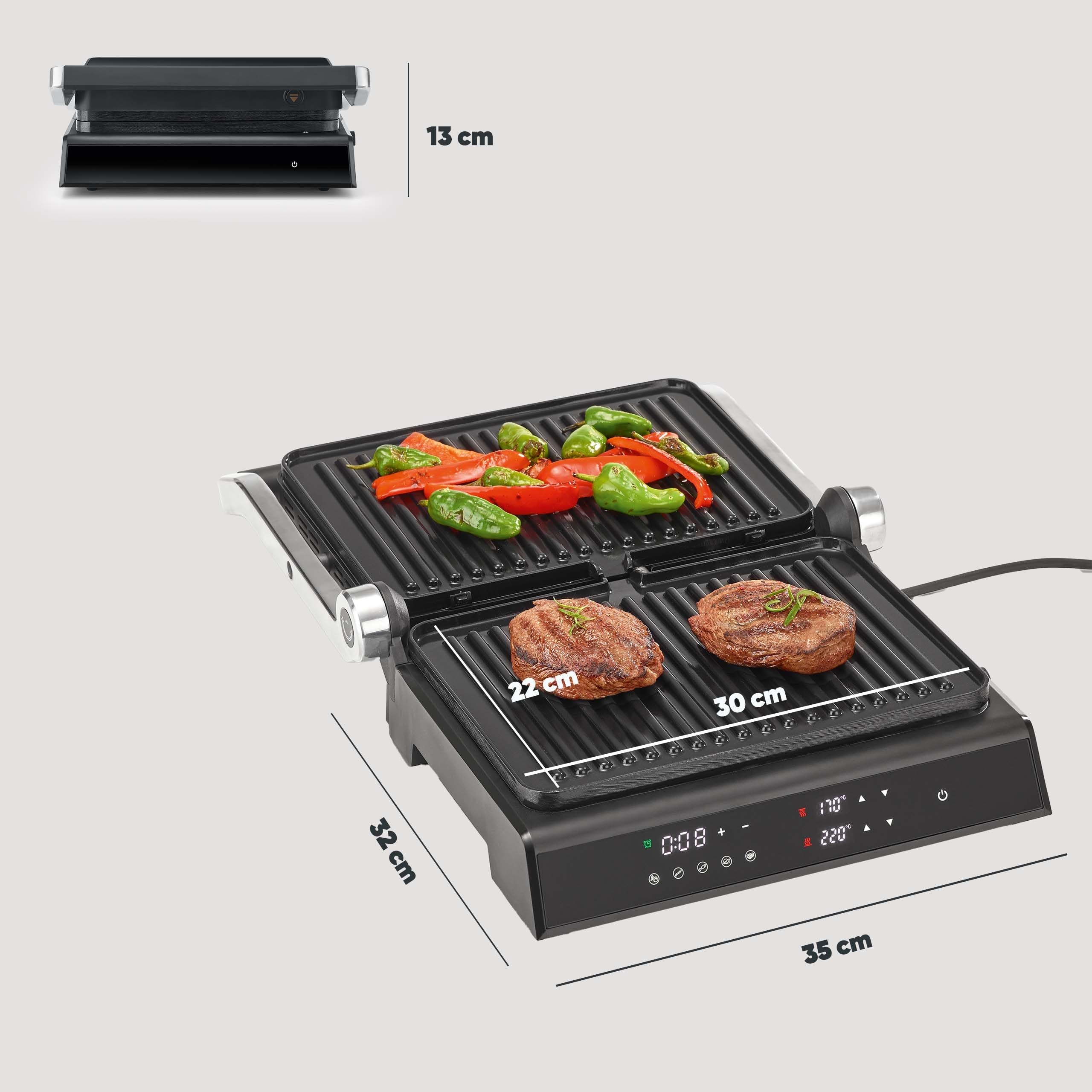 SEVERIN SEVINI Grill Elektryczny Do Mięsa Ryb Warzyw 1800W Czarny — miniatura 5