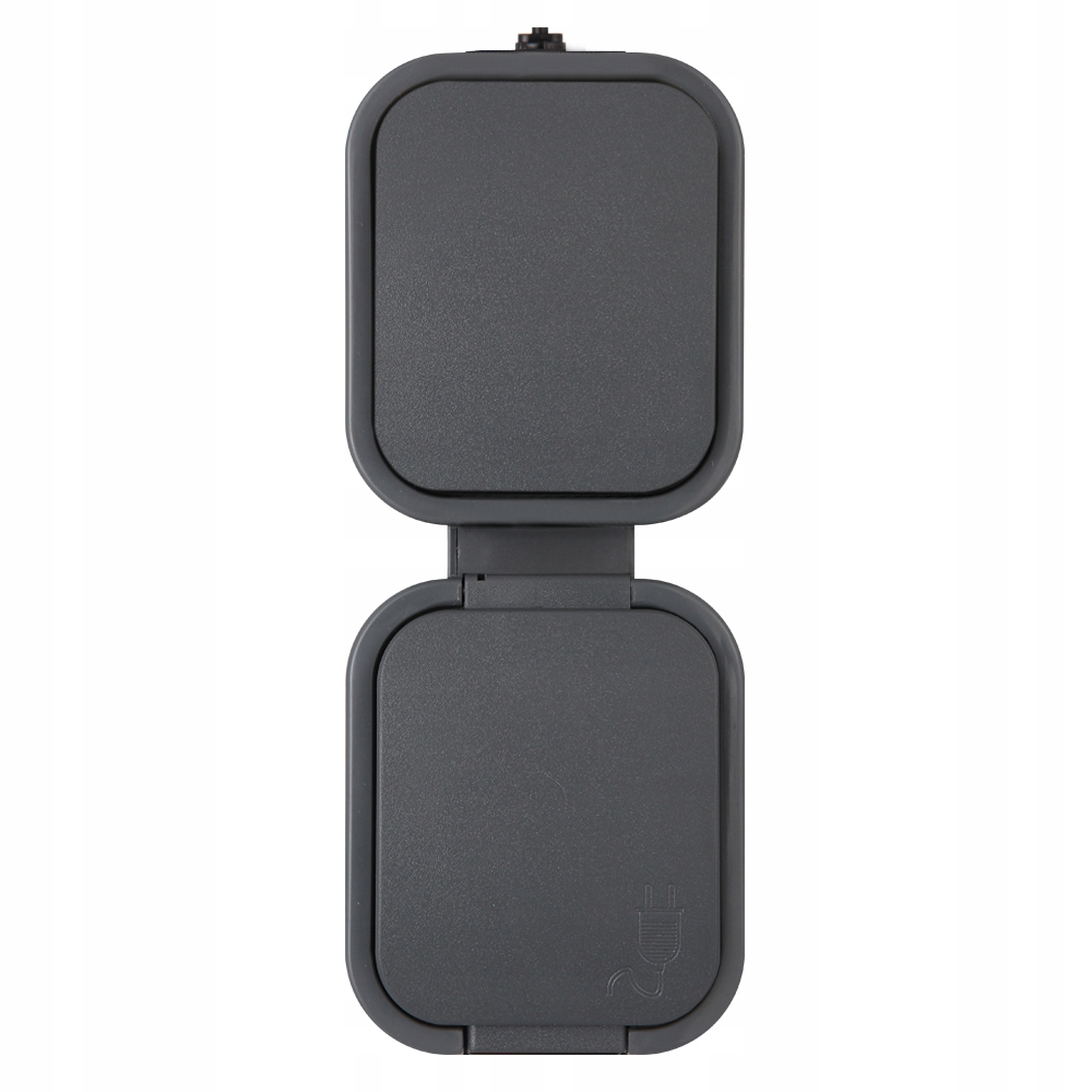 

Gniazdko Pionowe Podwójne Hermetyczne Szary Szare