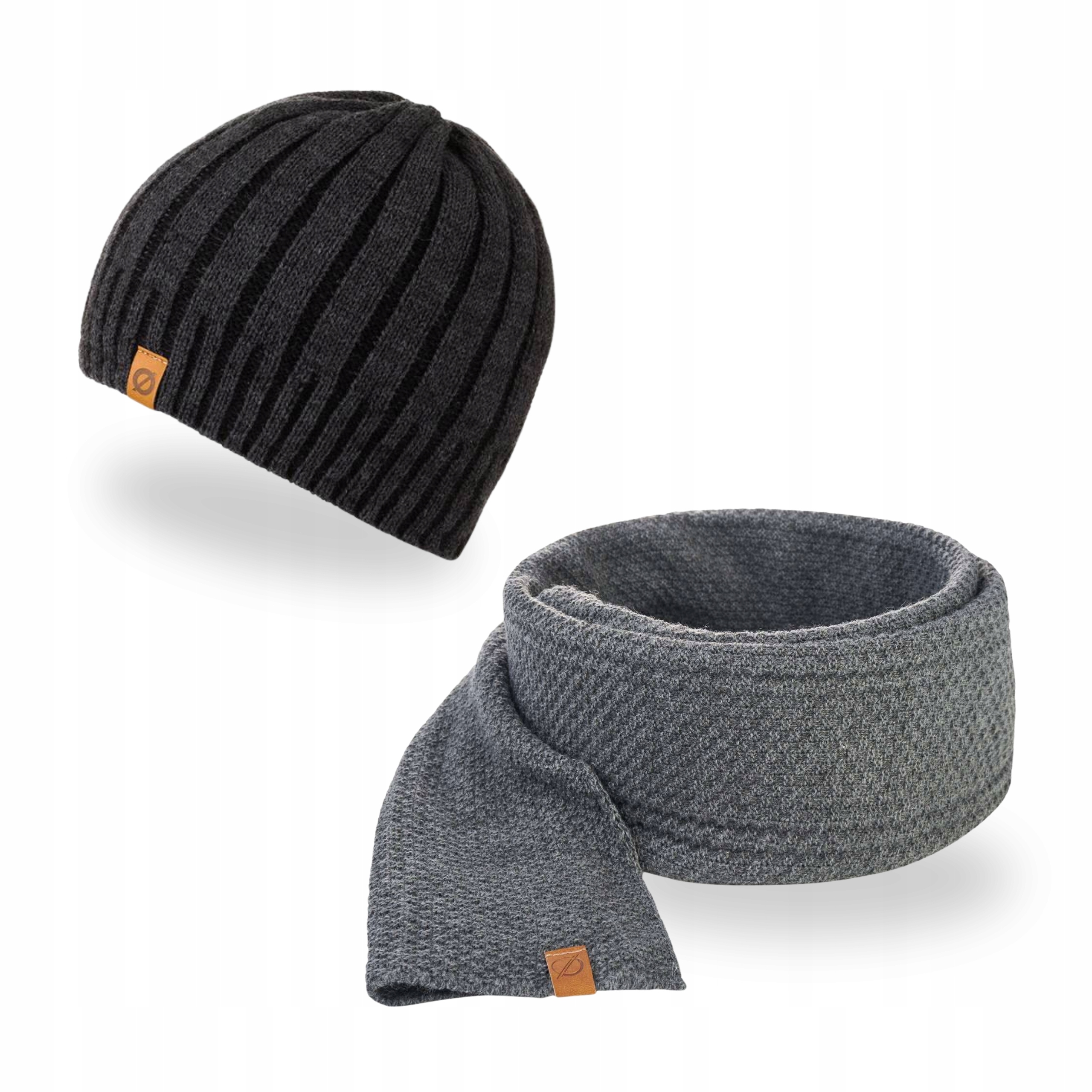 Pánská zimní sada Čepice s fleecem Dlouhý šátek Brodrene Tmavě šedá