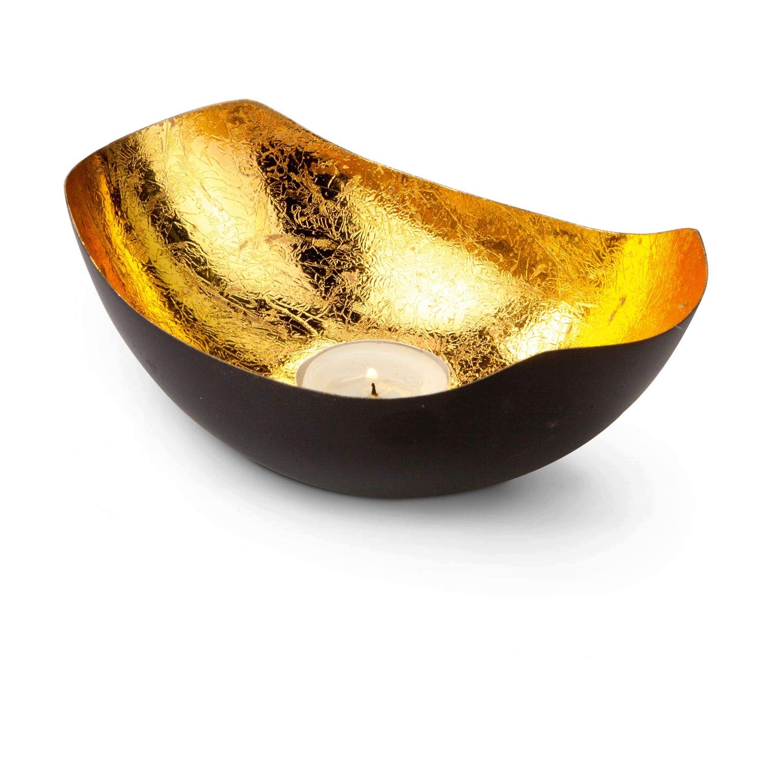 Svícen Na Tealight Kovový Zlatý Hnědý Dekorativní 16,3 CM
