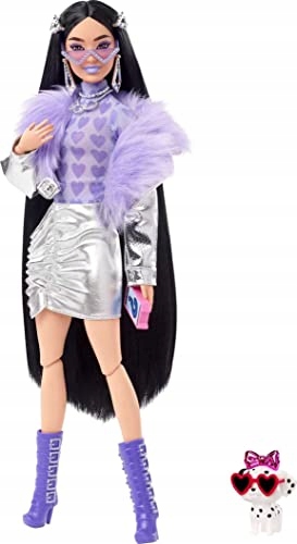 

Barbie Extra Lalka Czarne włosy srebrzysty strój