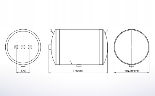 ZBIORNIK POWIETRZA 40L MAN TGA TGS TGX 40L 310x615 Part number 81514010241