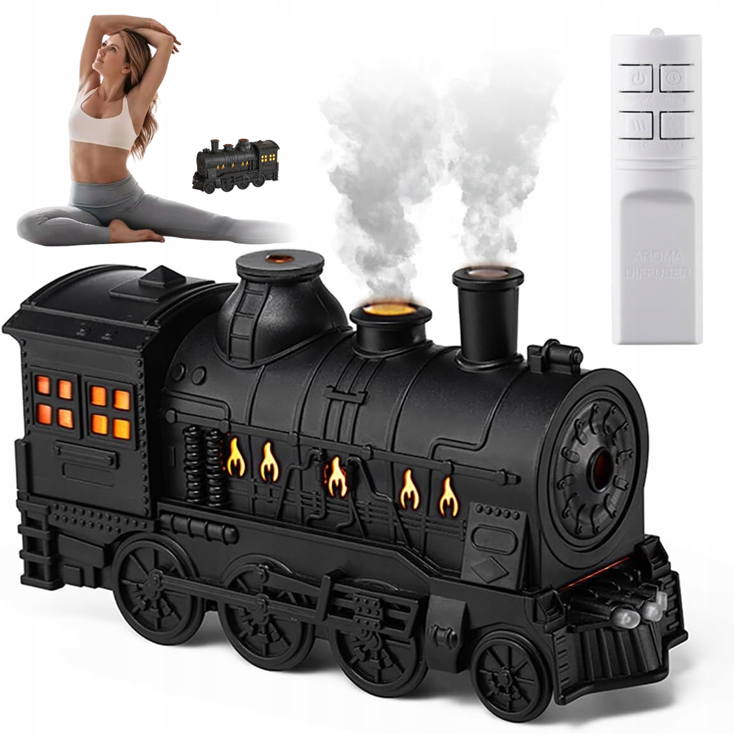 Nawilżacz Powietrza Lokomotywa Z Parą Wodną Lampka Nocna Led Dyfuzor Pilot