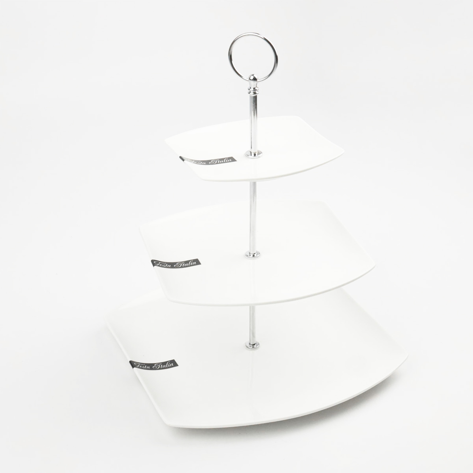 PATERA PORCELANOWA PIĘTROWA BIAŁA NOWOCZESNA NA CIASTO OWOCE 3-POZIOMOWA