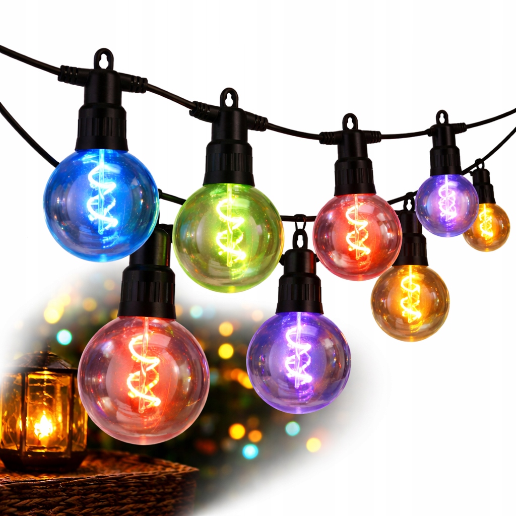 Zahradní girlanda 9,5 m Led žárovky barevné světlo Party Light 10 Ks IP44
