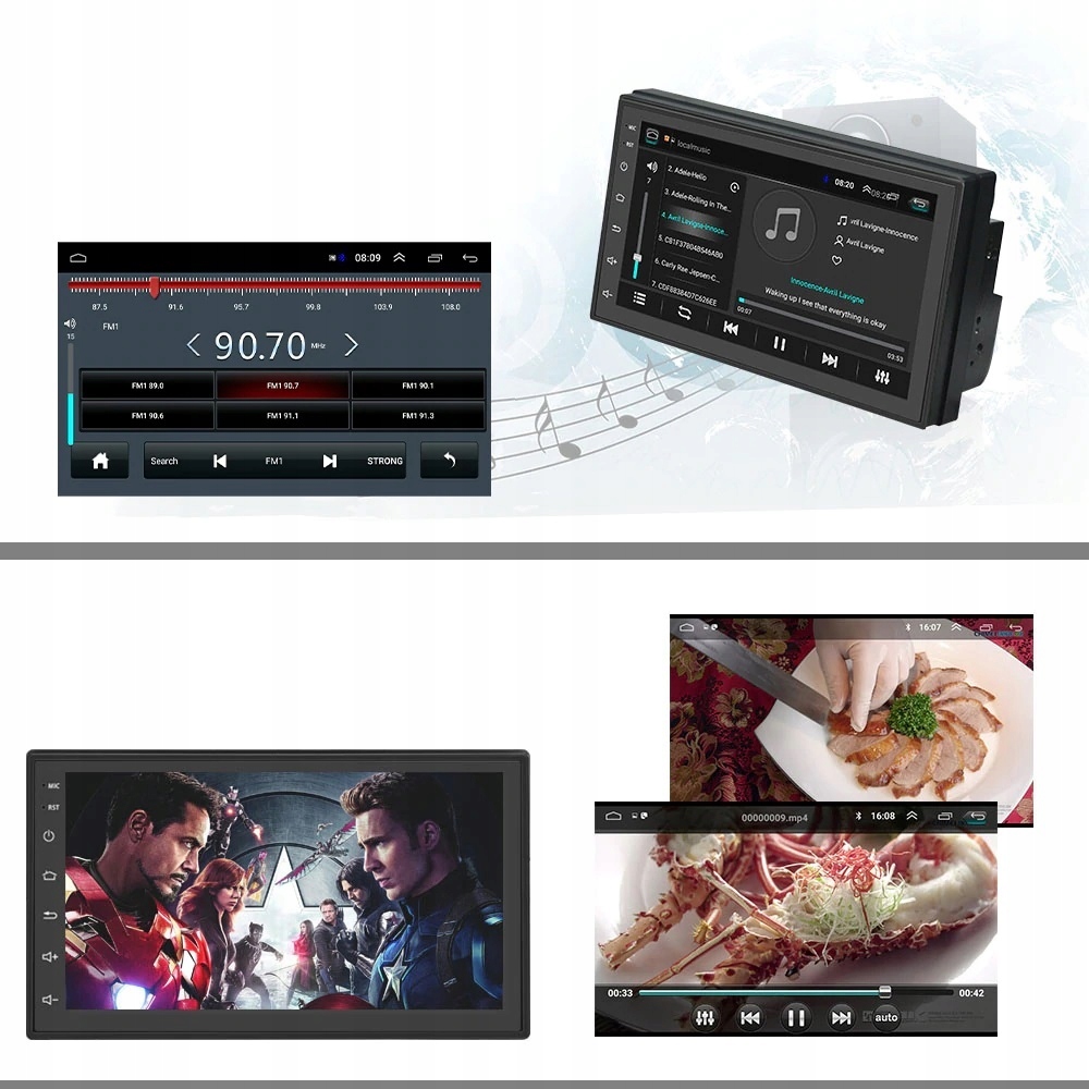 RADIO 2 DIN ANDROID 9.1 NOWY MODEL 2GB RAM 16GBROM Model RADIO ADX 2DIN 7