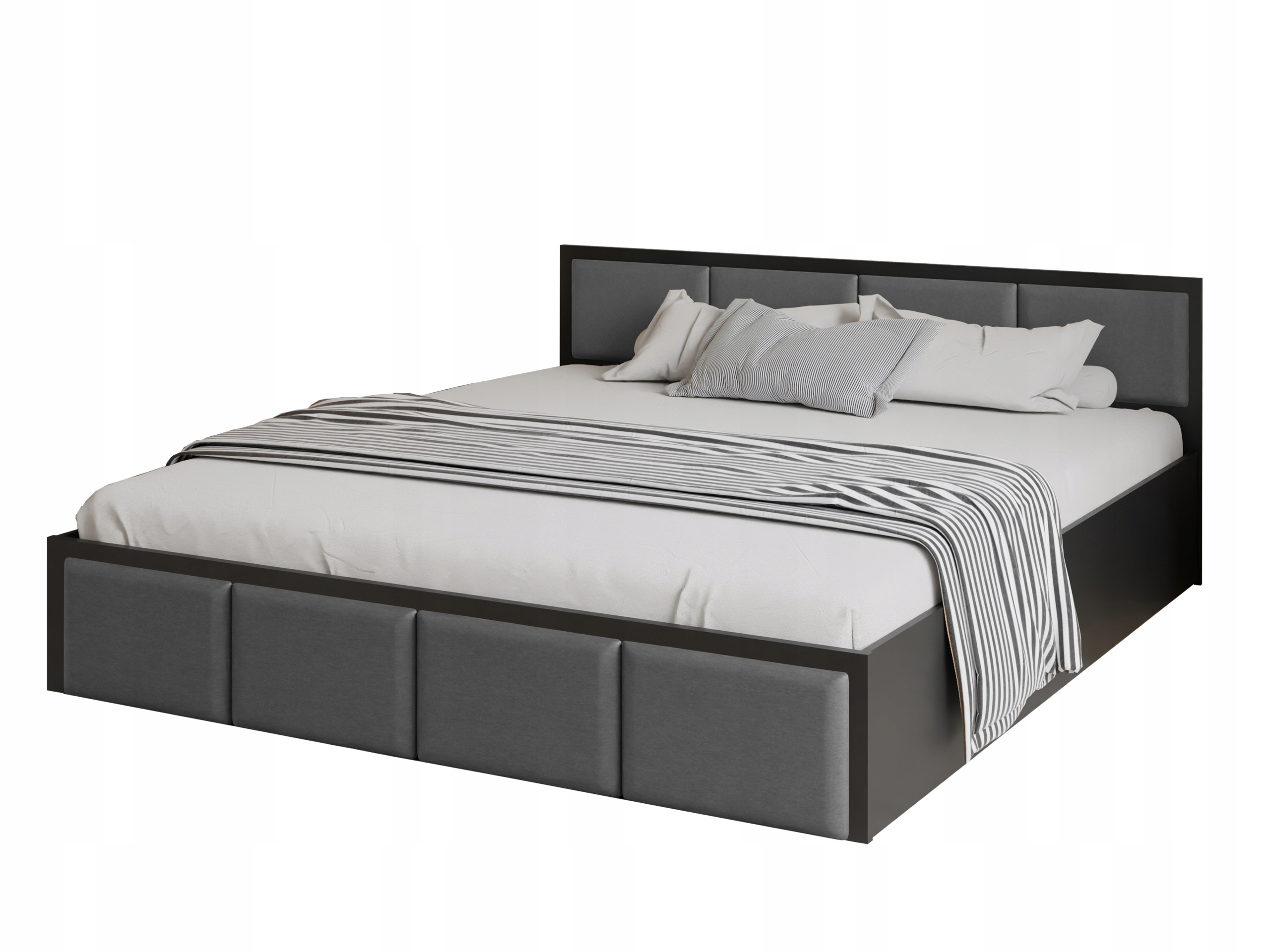 Postel Dior Costa 160 černá 2x čtyřnásobný panel v šedé barvě